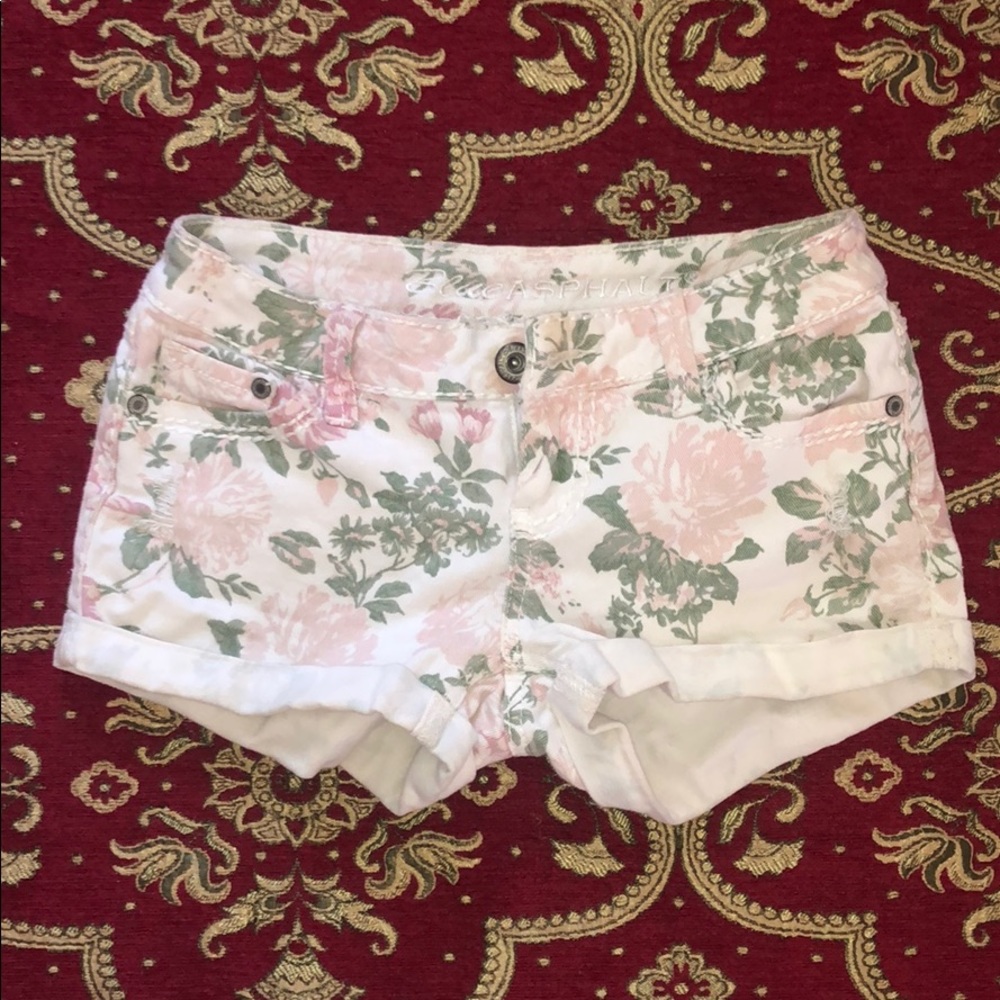 Floral jean shorts